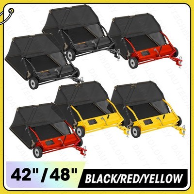 42/48 '' Tow-Behind Lawn Sweeper Leaf Yard Collector Adjustable Sweeping Height