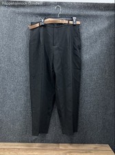 Zara Women's Black Pleated Straight Leg Trousers With Belt NWT Sz L
