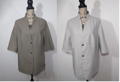 $2,990 NWT Akris Reversible Olby Jacket Taupe Paper Cotton Silk Button 14