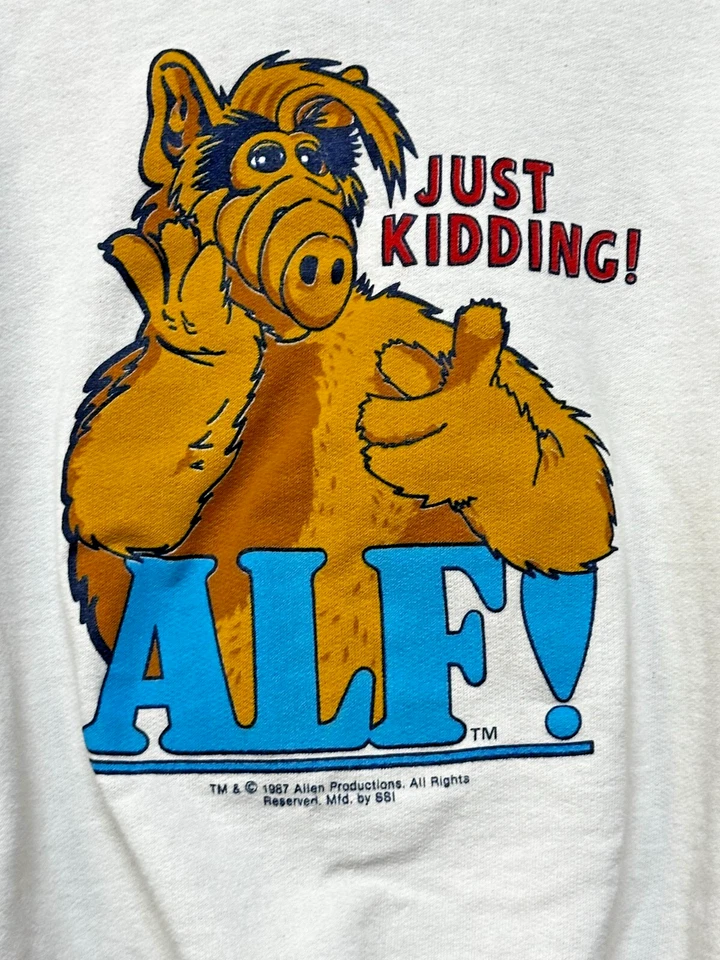 ALF Sudadera Tropix Zone 1987 Vintage Talla 14-16 Just Kidding Allen Producción Foto 2 de 4