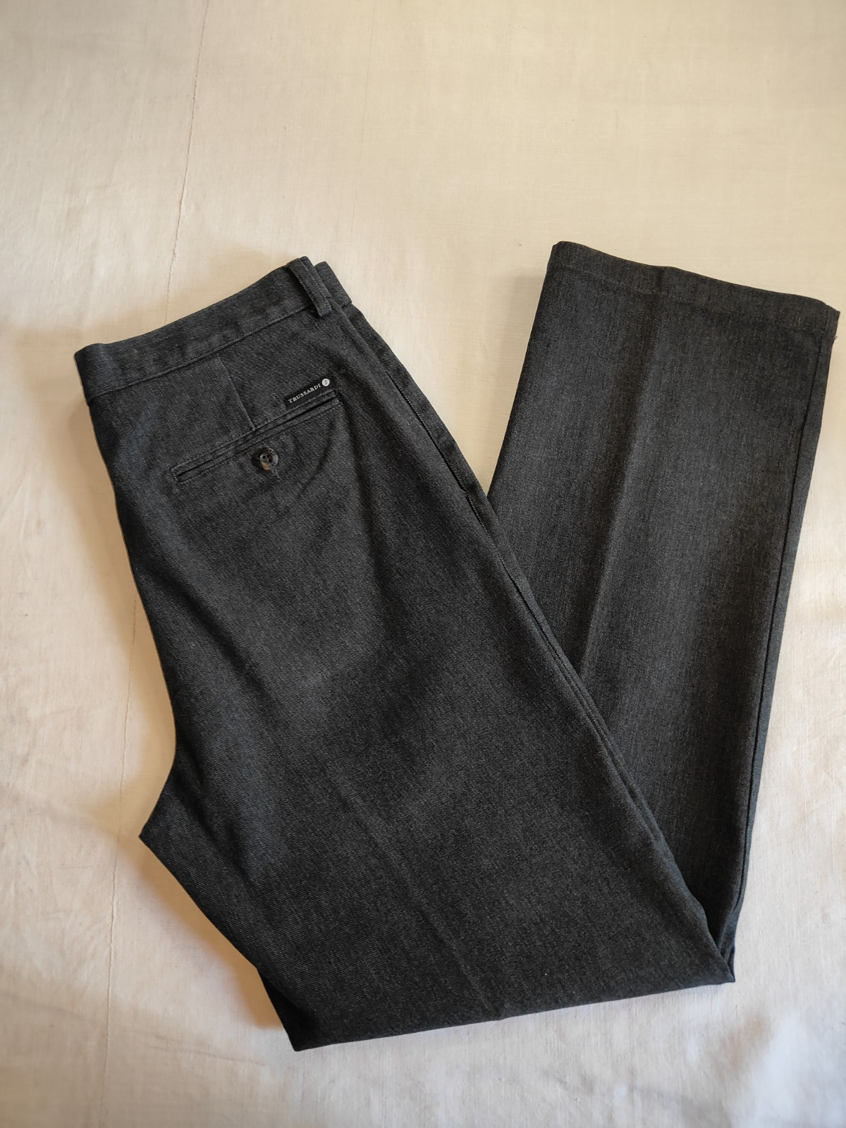 Pantaloni Trussardi Jeans Uomo Grigio Scuro / Nero IT 46 Cotone Elasticizzato
