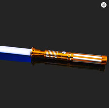 RGB LED Metal Lightsaber Toy 16 Color Sound USB Rechargeable Cosplay Sword Gold