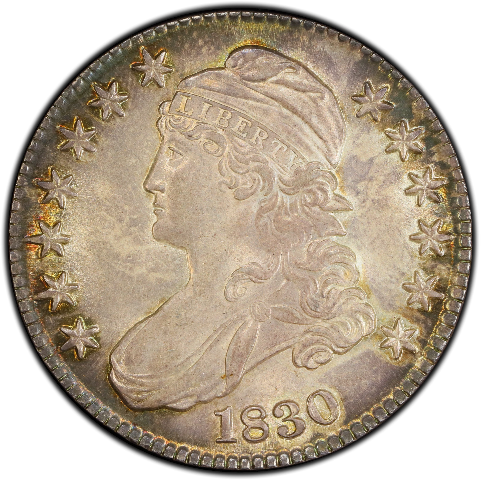 1830 50C Small 0 Capped Bust Half Dollar PCGS MS64+