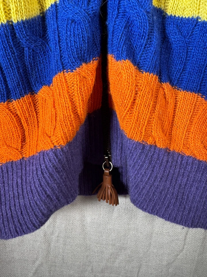 Etro Womens Sweater Sz Large L Cable Knit Multicolor Wool/Cashmere Cardigan Zip - Image 4 of 4
