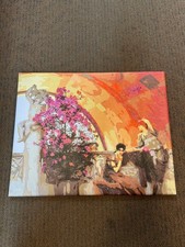 Dipinto olio originale villa italiana affresco museo fiori in fiore 16x20