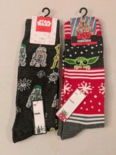 Star Wars Crew Christmas Socks - Size 6 1/2 - 12 - Baby Yoda/Grogu Droids New