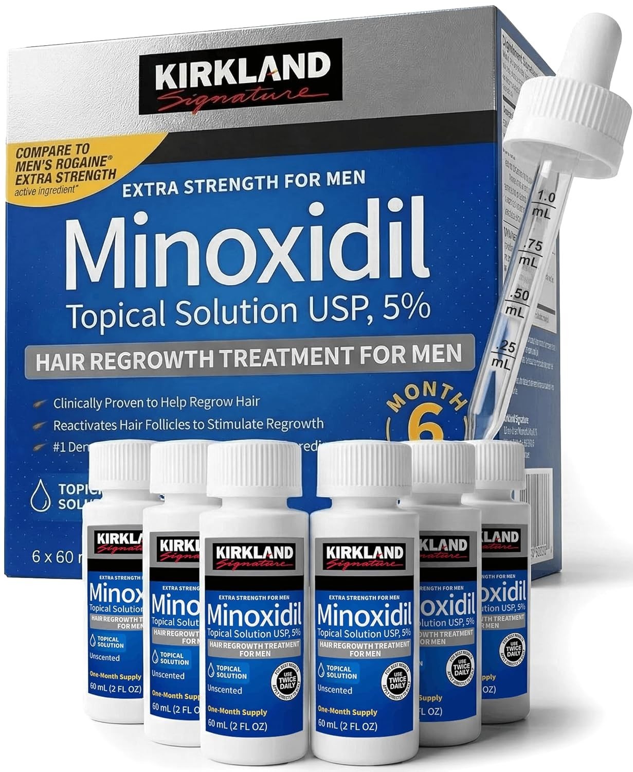 Kirkland Minoxidil 5% Extra Strength Men 6 Month Supply Hair Regrowth EXP 08/27+