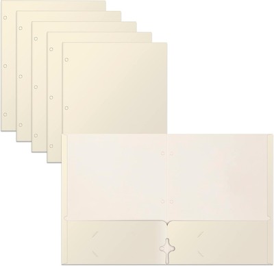 Better Office Products Two Pocket Portfolio Folders, 50-Pack, White, Letter Size