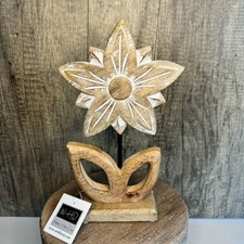 Rustic Wood Flower Home Decor Daisy Flower Mango Wood NEW FAST SHIP