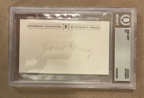 Zane Grey Western Author Signed Autograph Cut/Card Beckett Slabbed - AUTHENTIC!