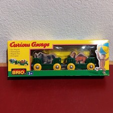 NOS 32915 Curious George Wooden Zoo Wagons 2002 Brio Camel Rhino