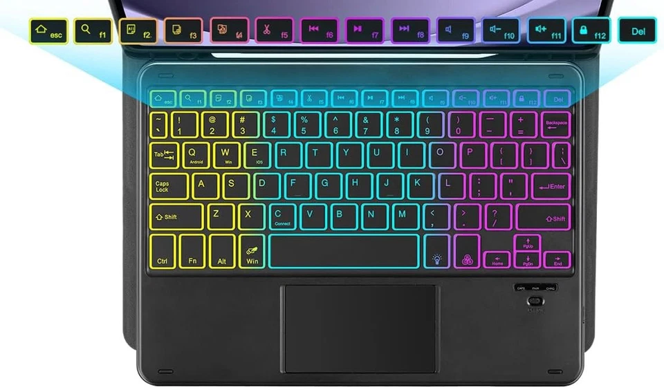 Teclado/Trackpad/Caixa para Samsung Galaxy Tab A11+/A9+ 2023-25 - Retroiluminado - Preto - Imagem 4 de 4