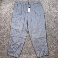 Eileen Fisher Organic Linen Pleated Lantern Ankle Pants Gray Size XL NEW