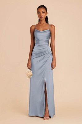Birdie Grey Lydia Dress Matte Satin Dusty Blue XXL Dress