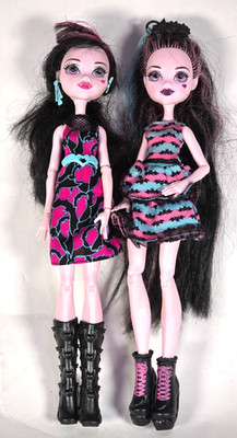 TWO MONSTER HIGH DOLLS - DRACULAURA PARTY HAIR & Rivals Fashion Doll