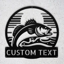 Custom Bass Fish Metal Sign Personalized Fishing Wall Art Decor Gift for Anglers