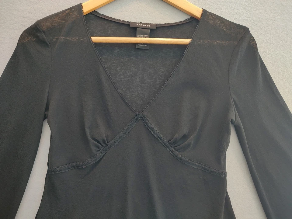 复古 Y2K Express See-thru 婴儿娃娃束腰外衣哥特式仙女垃圾女巫上衣 W 码 — 第 3/4 张图片