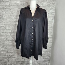 Show Me Your Mumu Shirt Dress Black Cotton Smocked Cuff Allure Small