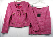 -NWT St. John Wild Orchid Multi Jacket Skirt Suit Combo Bow Shimmer Sz 10/12