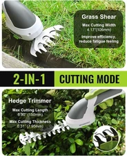 WORKPRO 2 in 1 7.2V Handheld Cordless Grass Shear & Shrubbery Trimmer White New