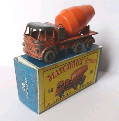 Matchbox RW #26b 1:98 Foden Cement Truck orange mit Repro ''D'' Box Lesney Series