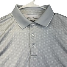 Hickey Freeman Polo Shirt Mens Large Gray Geometric Golf Stretch Performance