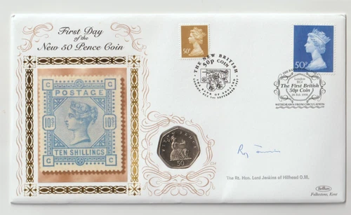 28/2/1998 UK GB Coin Cover - First Day of the New 50 Pence Coin - Hand Signed