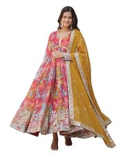 Wedani Floral Print Anarkali Kurta Set with Dupatta For women