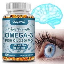 Omega-3 Fish Oil Capsules 3600mg - Support Heart, Brain, Joint, and Eye Health