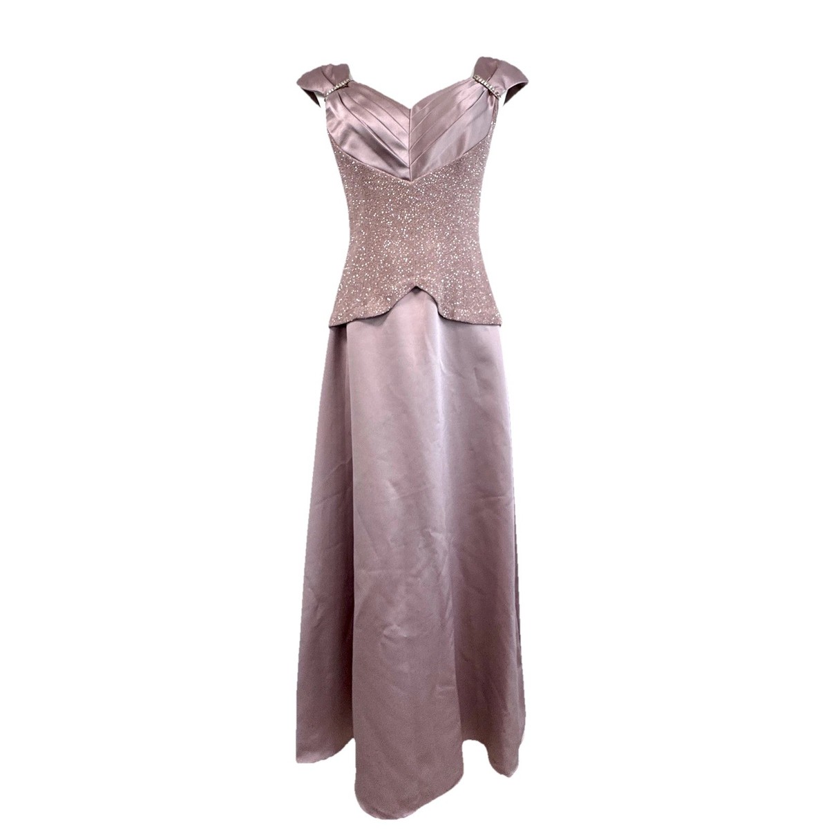 patra silk dressing gown Patra Dress Womens 8 Pink Satin A Line Glitter Bodice Rhinestone Strap Maxi  Gown