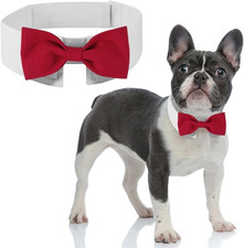 Elegant Dog Bow Tie - Cute Tuxedo Bowtie with Adjustable White Medium, Red