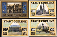 COBLENZ / KOBLENZ 1921 "Architectural Series" Complete Series German Notgeld