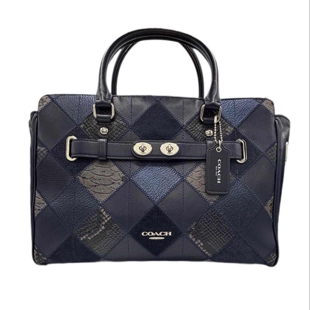 COACH Leather Patchwork Handbag Shoulder Bag 2way… - image 1