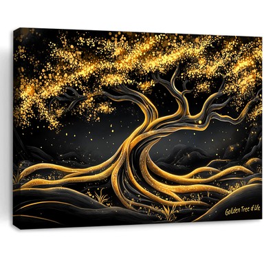 Golden Tree of Life Canvas Wall Art Print Poster Home Decor