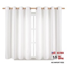 Short Curtains for Bedroom,45 inch Length 52"W x 45"L Pack of 2 Pure White