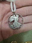 vintage walking liberty silver half dollar us coin cut out charm pendant