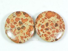 Natural Poppy Jasper Matched Pair Round Cabochon Loose Gemstone 17X17X03 MM L627
