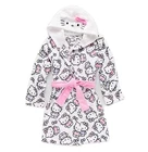 Hello Kitty Girl's Hooded Plush Minky Fleece Character Print Bathrobe, Robe