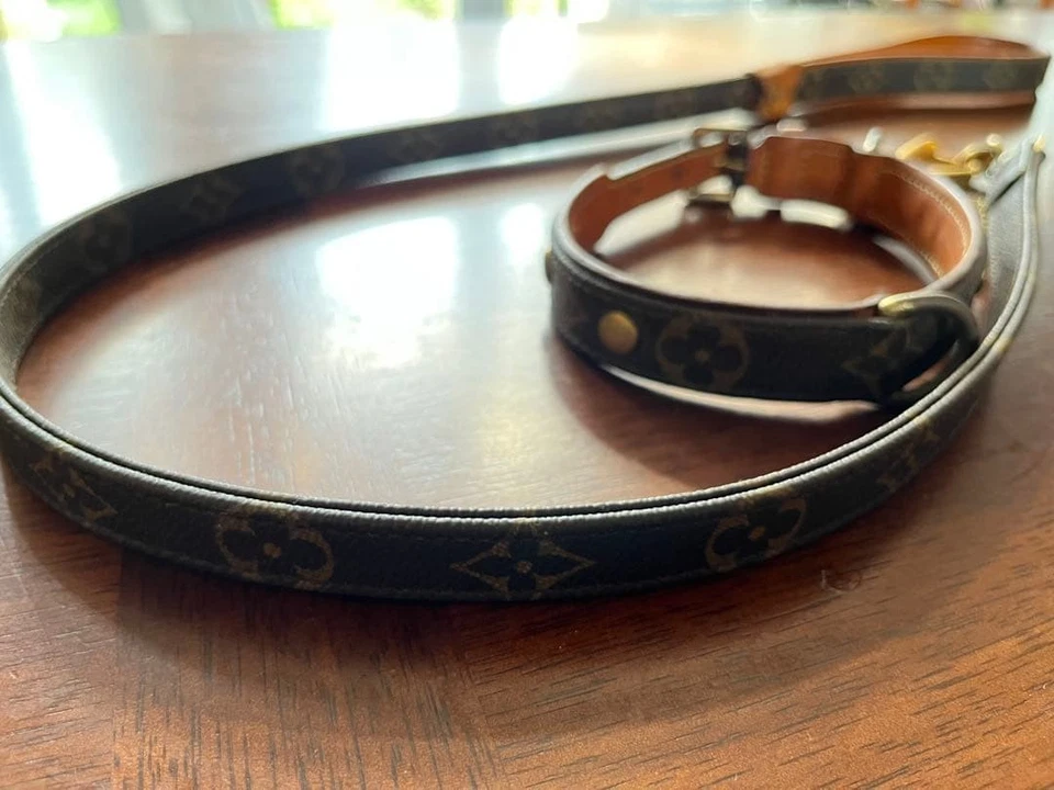 Louis Vuitton Dog Collar And Leash Set For Medium Dogs Canvas Leather Brown JP - Image 2 of 4