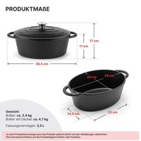 Gusseisen BräTer Oval Mit Deckel Emailliert Cocotte Schmortopf Bratentopf
