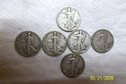 Lot Of 6 90% Silver Walking Liberty Half Dollars Mixed Dates & Condition