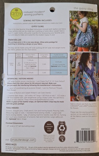 Amy Butler Gypsy Sling Bag Pattern - New - Picture 2 of 2