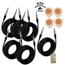 BLACK MOUNTAIN Tagua Guitar Picks 4 Pack & 6X FAT TOAD 20FT Instrument Cables