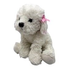Russ Berrie MUFFIN Bichon Frise White Dog Puppy Pink Bows Collar Ears Plush 10