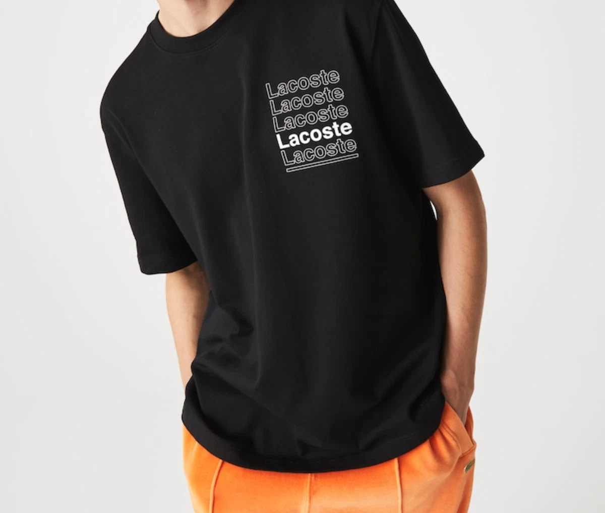 LACOSTE LIVE Loose Fit Printed Cotton T shirt Mens Apparel