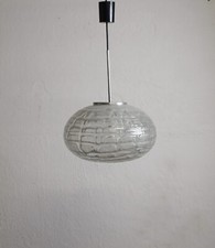 XL DORIA DECKENLAMPE EISGLAS LAMPE UFO LAMPE ICE GLAS 1970er Mid Century Vintage