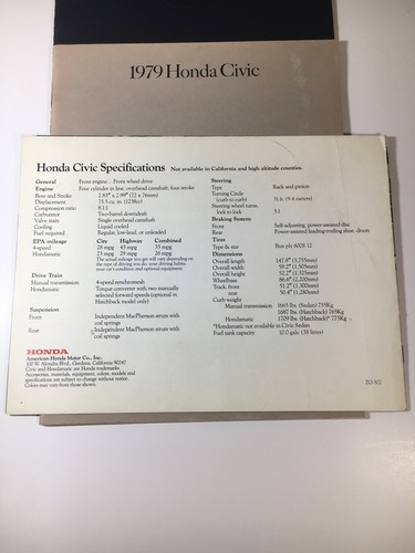 3 Stück Honda Verkaufsprospekt Werbekataloge 1979 1977 Civic Prelude - Bild 2 von 9