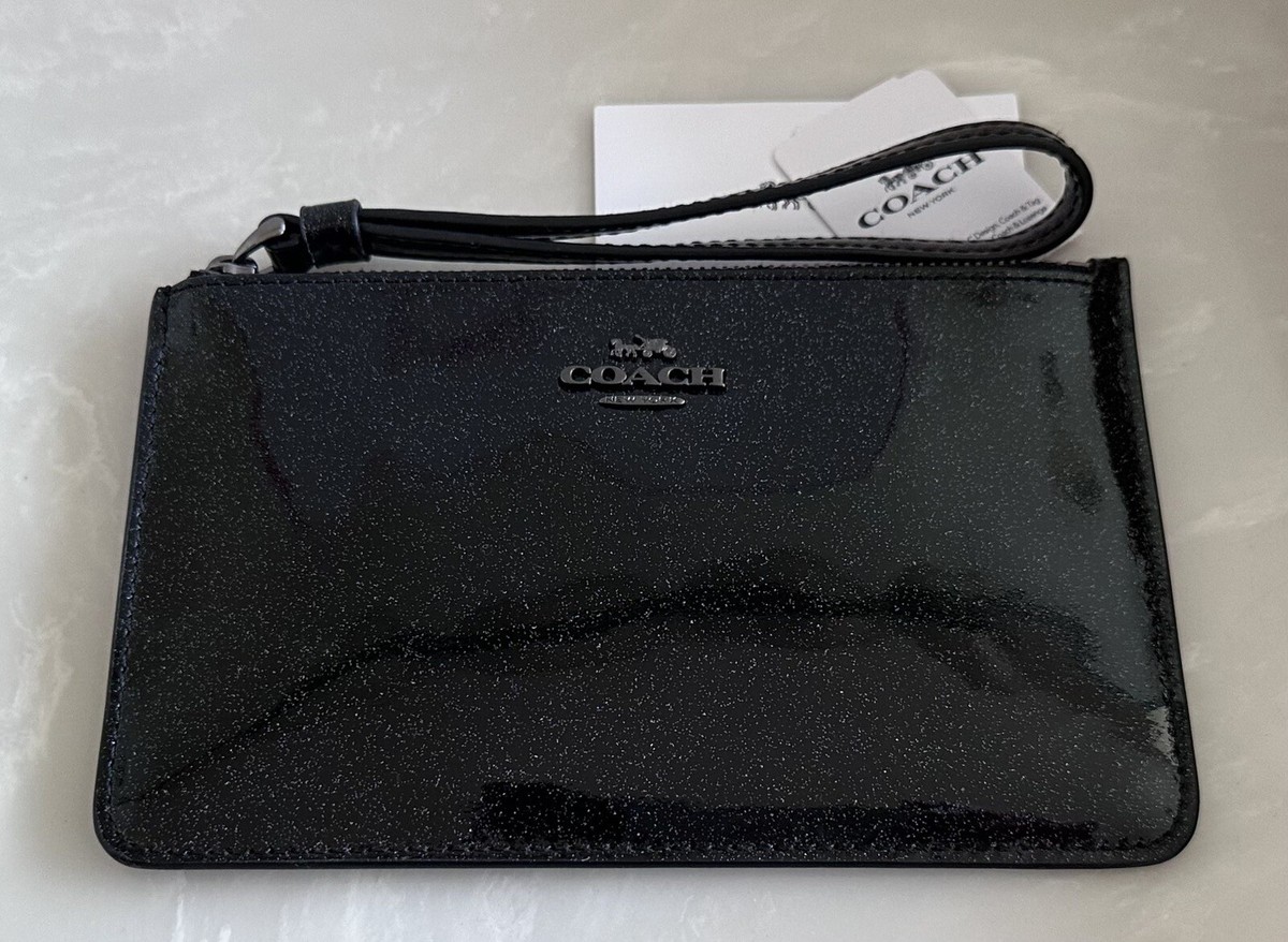 NWT COACH X NASA SPACE GLITTER STARS BLACK PATENT LEATHER WRISTLET