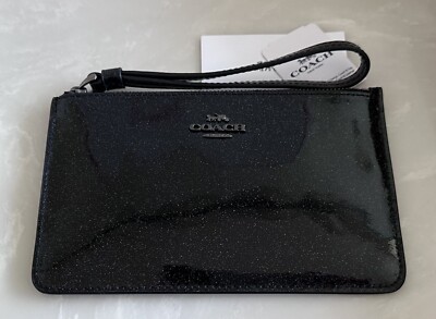 ケース NWT COACH X NASA SPACE GLITTER STARS BLACK PATENT LEATHER WRISTLET