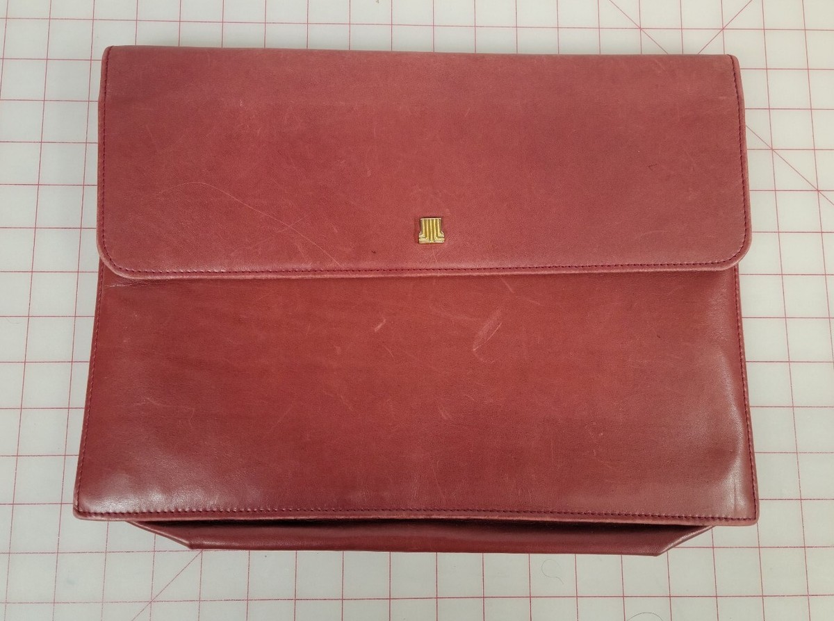 Lanvin Paris Leather Document Portfolio-Notebook Sleeve Burgundy 